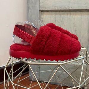 UGG Red Fluffita Quilted Slide Slippers